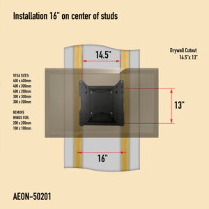 AEON 50201 In Wall Recessed TV Mount with Zero Clearance for 32 to 55 Inch TVs - Extends 19 Inches - Image 6